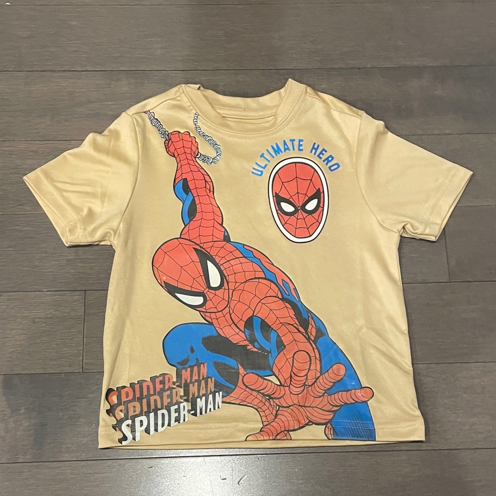 Marvel Spider-man Beige T-Shirt with Red and Blue Design